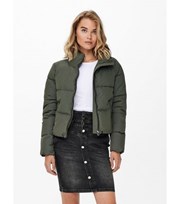 ONLY Dark Green Crop Puffer Jacket
